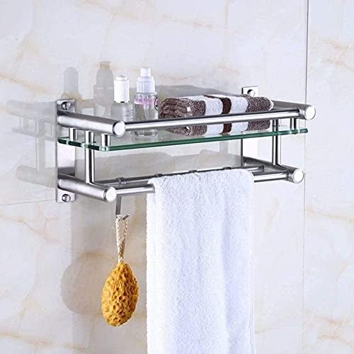 Chezmax kupatilo jednoslojni stakleni zidni nosač za pošiljki za polje za polje kupaonica ručnik za ručnik 304 ručnik od nehrđajućeg čelika