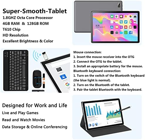 Android tablet 10 inča, 5g WiFi tablet sa tastaturom, 1,8 GHz Octa-Core procesor, 4GB + 128GB / 512GB