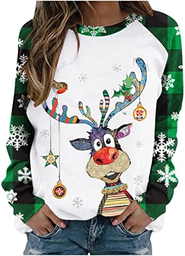 Ružni božićni džemperi za žene 2022 Trendi dugih rukava Fall Nollty Xmas Holiday Crewneck Dukseri vrhovi