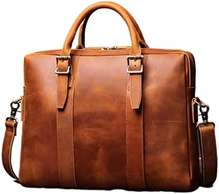 LEPSJGC Vintage Man Handbag aktovka muška ramena torbe od prave kože smeđa poslovna torba za