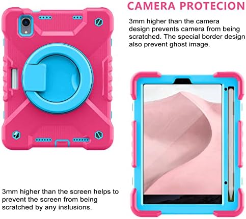 Zaštita tableta za zaštitu tableta Kompatibilan je s iPad Mini 6/2021, djecom izdržljive zaštitne zaštitne poklopce, sa sklopivim postoljem za dršku, rotirajući Kickstand, nošenje naramenica nemetalnog poklopca