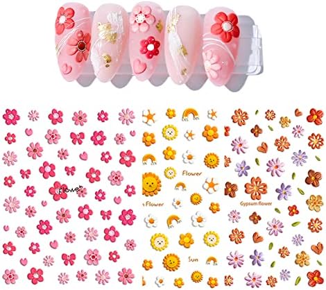 Eseres 5D naljepnice za nokte za cvijeće samoljepljive cvjetne naljepnice za umjetnost noktiju stereoskopsko
