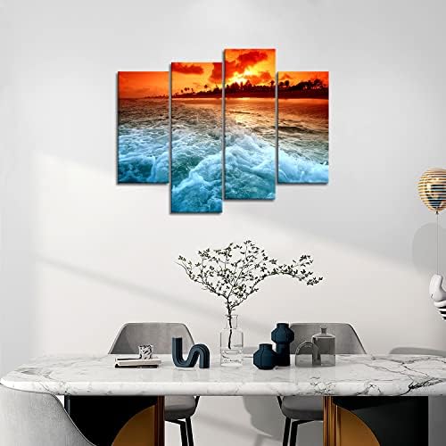 Zalazak sunca na plaži Na Havajima zidna umjetnička slika na platnu umjetničko djelo 4 komada štampa postera