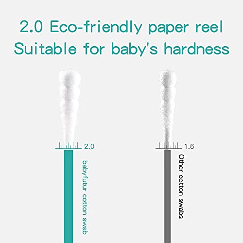 BabyFutur 200kount od pamučnih brisa, sa dvostrukim sterilnim pamučnim oblogom, sigurnosni prirodni pamuk, papir