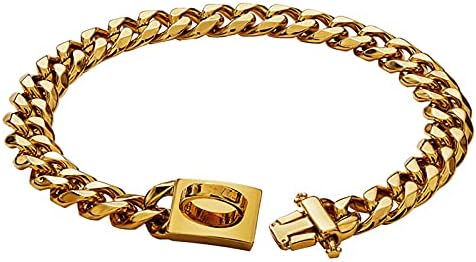 Zlatni ovratnik za pse 15mm Širok kubanski link ogrlica za ogrlice sa ogrlicama sa metalnim kopčom D