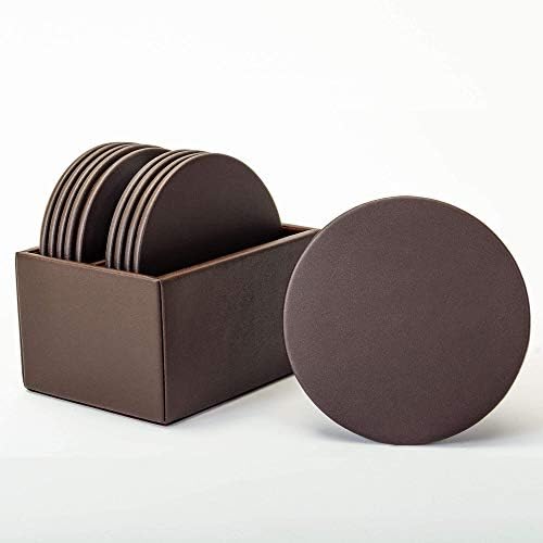 Dacasso Držač Čokolade Smeđa Koža 10 Okrugli Coaster Set