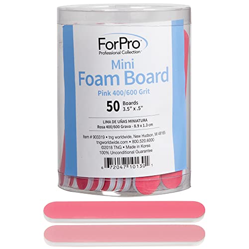 Forpro Professional Collection Mini pena, dvostrana datoteka za nokte, ružičasta, crna, 400/600 grit, 3,5 l x .5 w, 50 brojeva