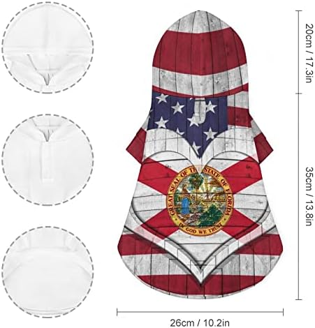 Zastava Amerike i Florida sa srčanim kućnim ljubimcem Dukserica sa kapuljačom sa šeširom za mačju mačje