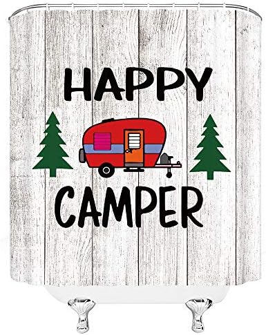 Kamp tuš kamper Camper Automobili Vanjski avantura Sretna istraživanja Drvena ploča Pozadina Kupatila ukras sa kukama, crveno