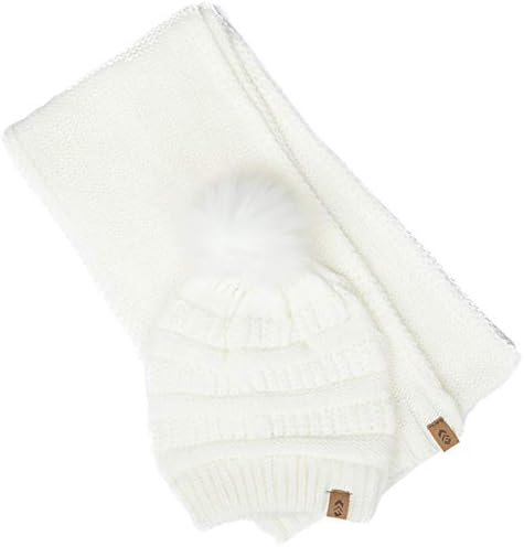 Slobodna zemlja koja odgovara pleteni šal i beanie, zimski termički set Slouchy Pom skijaška kapa