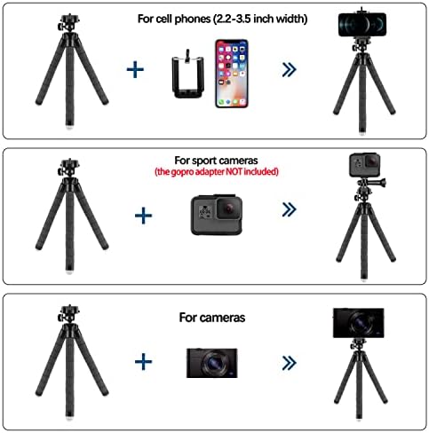 Kamisafe Stativ za telefon, fleksibilni Stativ za iPhone 14 13 12 11 Pro Max XS XR Android kamera, prenosivi Stativ za mobilni telefon sa daljinskim upravljačem i držačem za telefon iPhone stalak za snimanje Video zapisa/Vlogging / Selfie