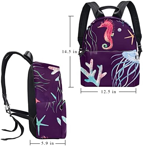 Tbouobt kožna putni ruksak lagani laptop casual ruksak za žene muškarci, crtani morski životinjski morski