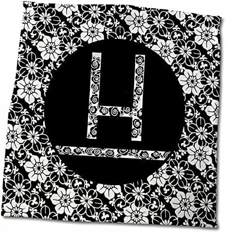 3drose prilično crno-bijelo cvjetno pismonogram za monogram H - ručnici