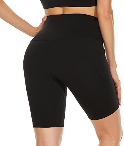 CCKO High Struk Bikerske kratke hlače za žene; Vježbajte joge kratke hlače sa džepovima; Spandex atletske gamaše kratke hlače za teretanu, trčanje
