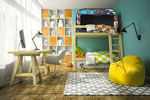 Skywin Kids Bed TENT Twin - Dječaci Pokret Fort za djecu - Pop up Privatnoj šatoru za bračni krevet, sklopivi, prozračan, svjetlost smanjujući nadstrešnicu za toplu i ugodnu noć
