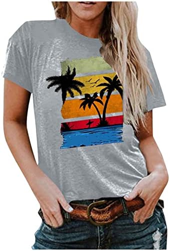 Kratke rukave bluze za žene jesen ljetni brodski vrat grafički plaža seksi havajske Tropske bluze dame