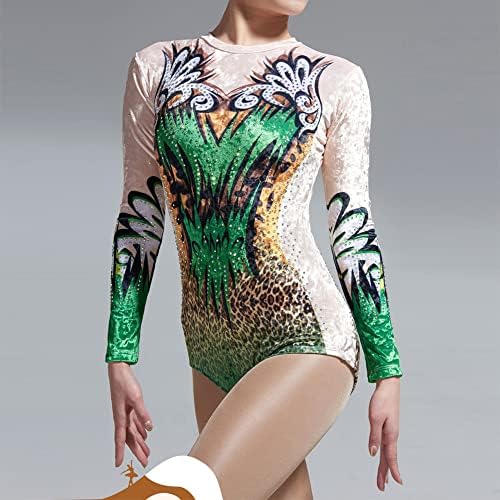 Zeleni Leopard akrobatska gimnastika triko Pro takmičarska odjeća za trening ženski baršun