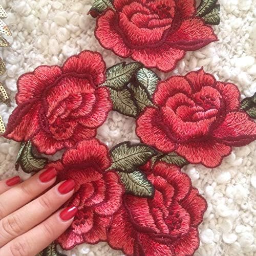 Zamihalaa 5pcs slatka šarena ruža Applique Cvijeće za patch vezeni šivanje naljepnica za odjeću Diy