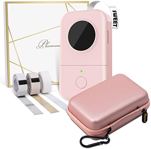 Phomemo D30 Pink Bluetooth termalni Mini štampač naljepnica sa kućištem za naljepnice od 3 rolne