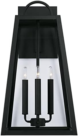 Kapitalna rasvjeta 943743BK Leighton moderna prozirna staklena Vanjska zidna lampa, 4-svjetlo 240 ukupno vati, 23 V x 12 W, Crna