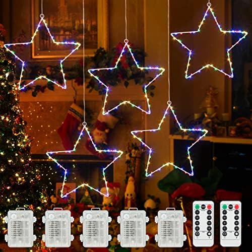 HeroPlus Božićna prozorska zvijezda svjetla, 8 načina osvjetljenja višebojna Božićna prozorska svjetla sa tajmerom i daljinskim upravljačem, 60 Led viseća zvijezda svjetla za Božićnu dekoraciju