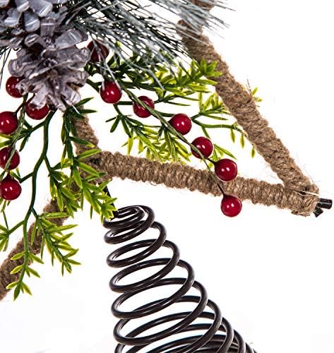 Dusvally Star Tree TOPPER metalni ukras Holly Berry za božićne stablo, Xmas stablo topper šešir borovog
