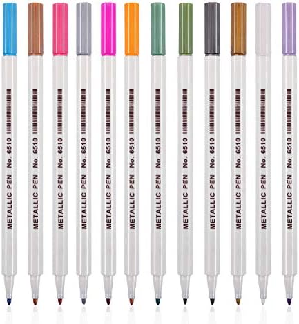 Dyvicl Metallic Marker olovke - 12 boja Tvrdi lip metalni markeri i olovke za drvene ugljene