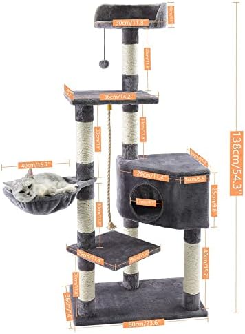 HOUKAI Multi-Level Cat Tree Play House Climber Activity Center Tower Hammock Condo Furniture Scratch Post