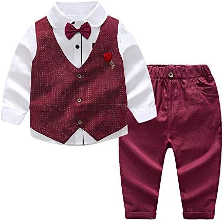 Božić Boys odijela za mališane Odjeća dugih rukava košulje + prsluk + pantalone + leptir mašna 4kom Dječiji Setovi Dječiji Smokingi