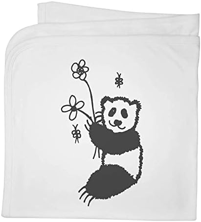 Azeeda 'Panda Holding Cvijeće' Pamučna dječja pokrivačica / šal