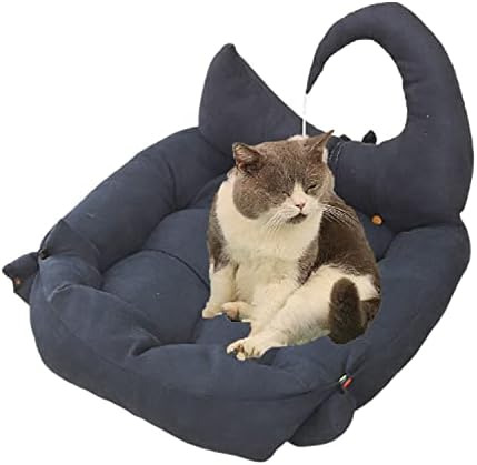 Samo zagrijavajući krevet za mačke - tamnoplava udobna ležaljka za mjesec za male srednje mačje