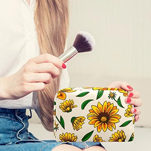 Suncokret uzorak šminke za šminku slatka prijenosna putni željeznički kolovoz kozmetička torba za žene, kozmetički patentni zatvarač za zaštitu