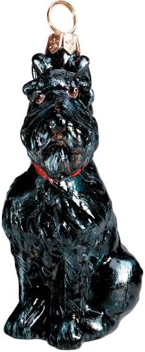 Njemački Šnaucer Crni Pas Za Sjedenje Stakleni Poljski Božićni Ukras