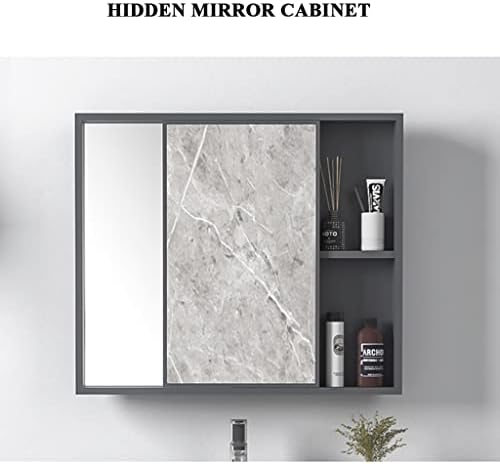 Aluminijumski ormar za ogledalo za kupatilo, lijevi i desni zidni ormar za klizna vrata, HD vodootporno srebrno ogledalo, bez probijanja rupa, ormar za skriveno ogledalo za toalet (boja : svijetlo siva, Veličina: 60x10x70cm