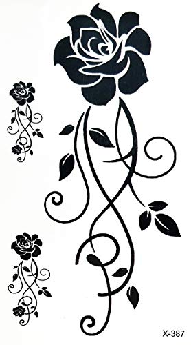 PARITA mala crna ruža cvijet grane tetovaže privremeni Tattoo 3D seksi tijelo lažni vodootporan ruke noge ramena za djecu dječaci djevojke odrasle velike stranke usluge i dekoracije