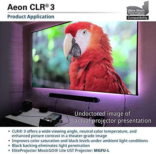Elite Ecreens Aeon CLR 3 Series, 123 inčni projektor Dialoy 16: 9 4k / 8K ultra HD ivica Besplatna plafon ambijentalna svjetlost odbijaju fiksni okvir zaslon za kućne kazalište, AR123H-CLR3