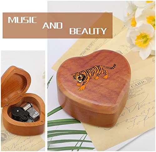 Ljuta Tiger Drvena muzička kutija u obliku srčanih muzičkih kutija Vintage Wood kutija za poklon