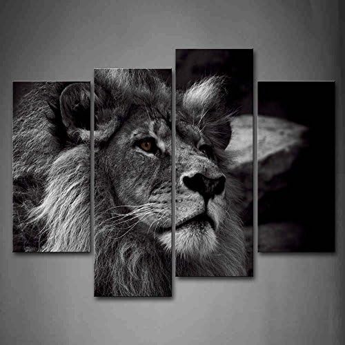 Crno-bijela lavova glava portretna zidna umjetnička Slika Slike Print na platnu životinja slika za kućni