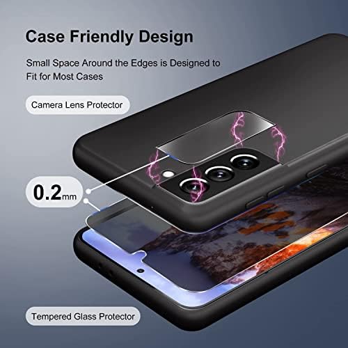 [2 + 2 paket] Zaštitnik zaslona i zaštitnika za zaštitu na Samsung Galaxy S21 5G 6,2 inča, puni pokrivenost, 9h tvrdoća HD-Spy, otključavanje prsta