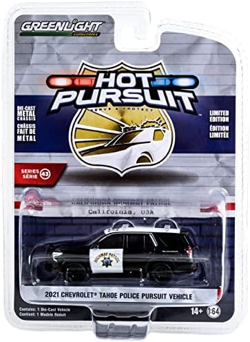 2021 Chevy Tahoe policijsko vozilo za potjeru crno-bijelo Kalifornijsko patroliranje na autoputu Hot Pursuit