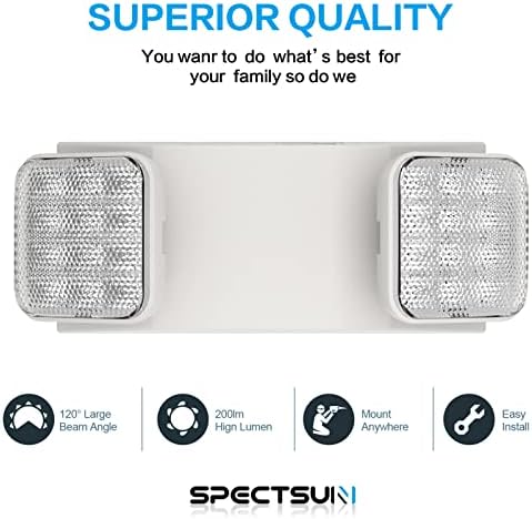 SPECKSUN Svijetlo bijelo, komercijalno svjetlo hitne pomoći s sigurnosnim kopijama, bijelom svjetlošću za hitne slučajeve / hitno svjetlo / svjetlo / hitni znak / učvršćivanje hitne pomoći - 6 pakovanja
