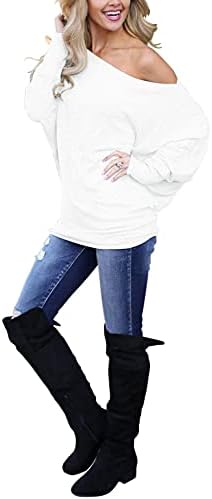 INFITTY ženske off ramena Tops Casual labave Batwing rukave košulje tunike pletene prevelike pulover džemper