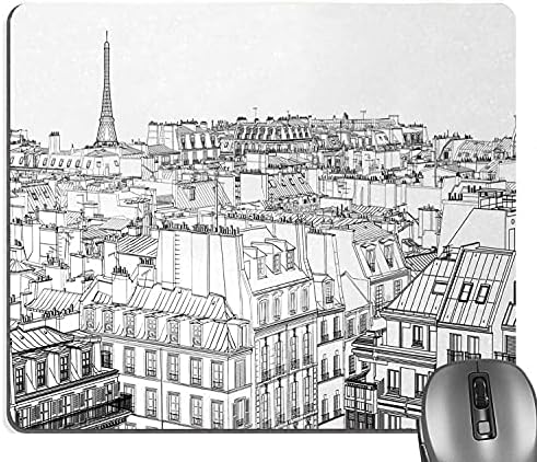 Knseva Paris Mouse Pad, arhitektura Theme Design Ilustracija krovova u Parizu i Eiffelovim tornjem Ispis miša