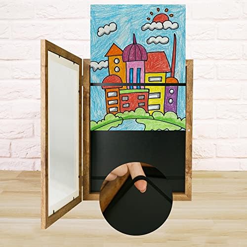iRahmen kids art frame u smeđoj boji-prednji otvor sa kaljenim staklom, 9x12 okviri za umjetnička djela za djecu promjenjivi - horizontalni i vertikalni formati