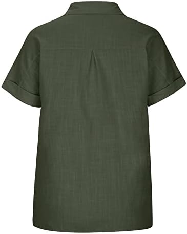 Pamučne platnene košulje za žene ljetni Casual čvrsti rever sa dugmetom Down Tops kratki rukav trendi