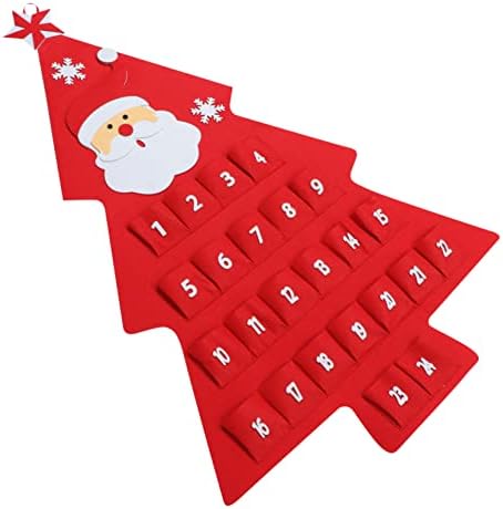 Tofficu 1pc Božić stablo kalendar Santa Claus ukras Advent Kalendar Home Decoration kalendar 3d božićno drvo crveni filc džep