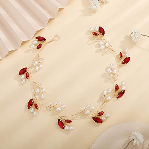 Teyglen Dainty Wedding Bride Rhinestones Pearls traka za glavu Hair Vine Simple Handmade Bridal Blue Crystal