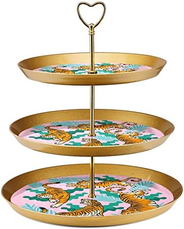 3-tier cupcake štand tigrova na zabavi za zabavu iz džungle posuda za prehrambene posude za odlaganje ploča za desertnu ploču za vjenčanje, događaj, rođendan