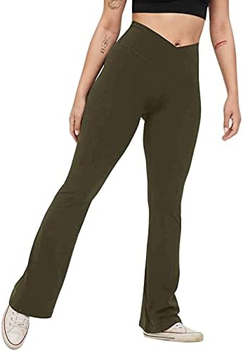 Crossover flare joge hlače za žene visokog struka Bootcut Workgings Stretch bootleg casual pantalone s džepovima
