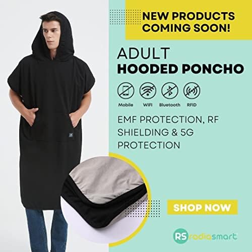 Radia Smart EMF s kapuljačom za odrasle Poncho - zračenje pokrivač, 5G anti-zračenje, nosivi faraday pokrivač, RF zaštita, WiFi blokator, zaštitna odjeća za zaštitu crno